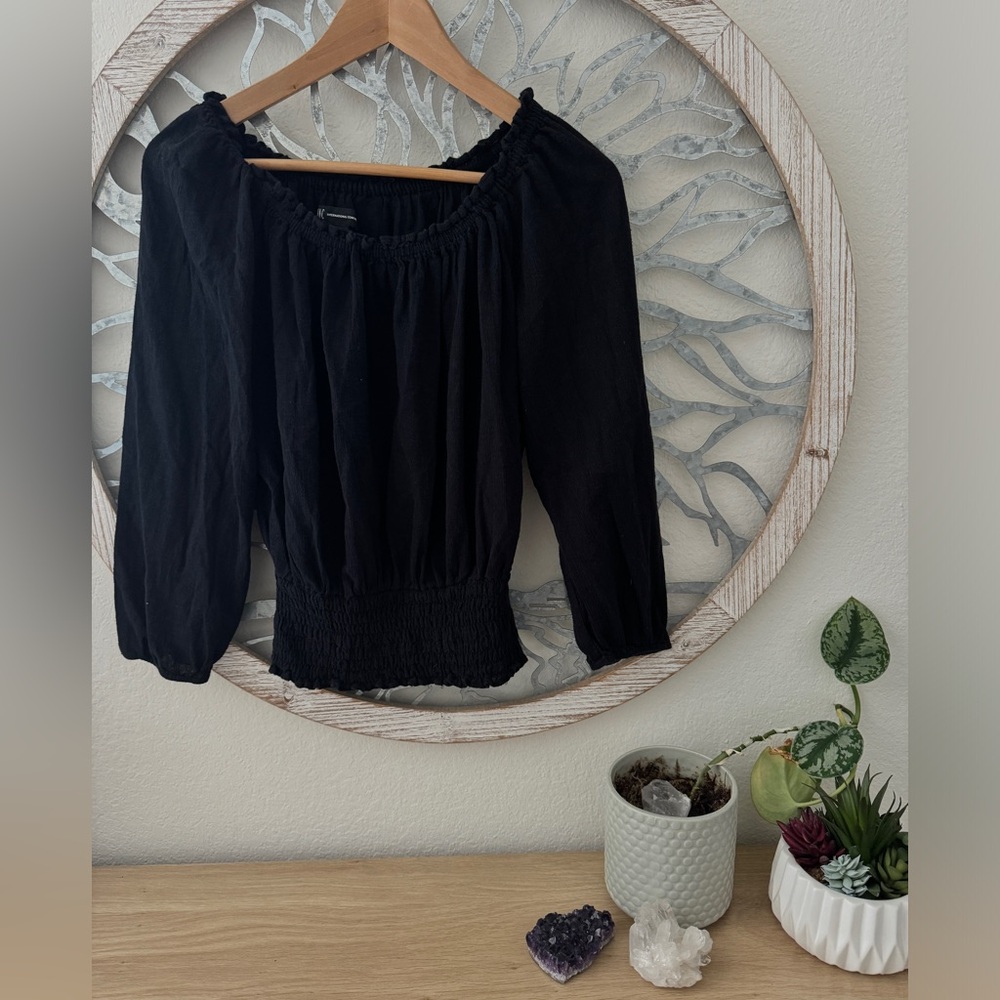 INC Women’s 100% Cotton Long Sleeve Blouse. Size 2. Black